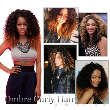 Grade 7A 2000 Pieces Sell/Month Brazilian Ombre Two Tone Afro Kinky Curl Sew In Hair Weave 10-30inch 100g/bundle Hair Extensions